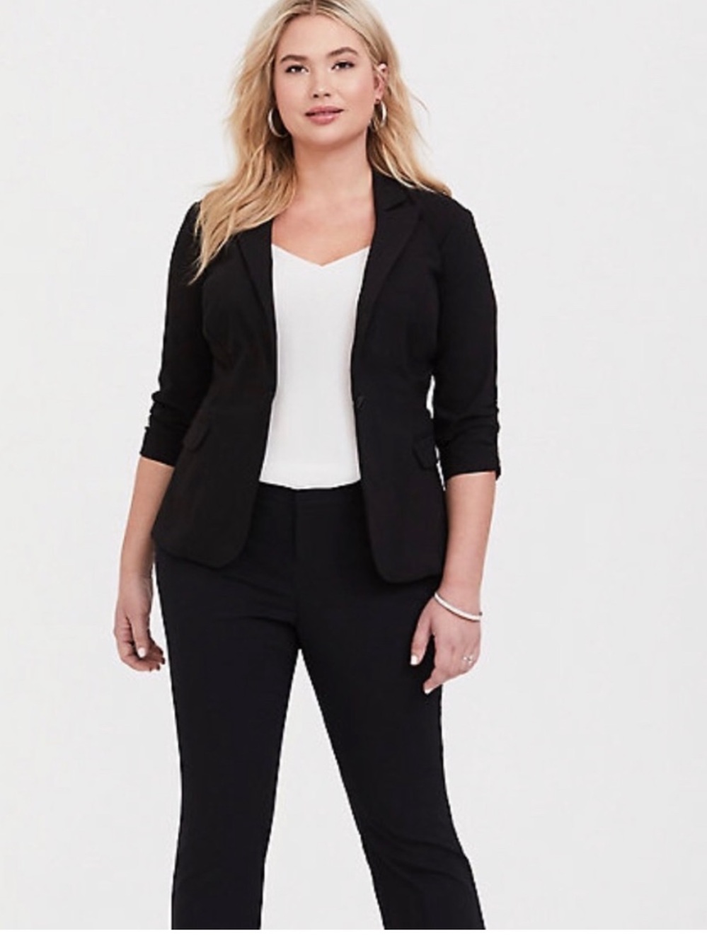 torrid Black Single-Button Women's Blazer cropped 3/4 sleeve jacket 00 L XL